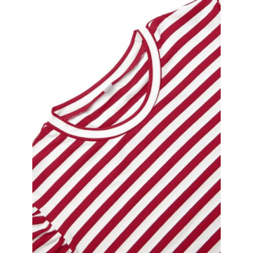 LilyCoco Women's Striped Puff Sleeve Top in Red White