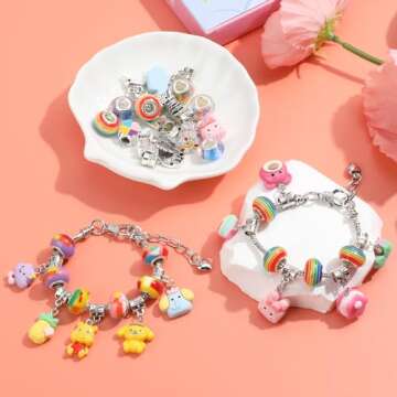 Eihatfif Charm Bracelet Making Kit,Unicorn/Mermaid Crafts Gifts Set for Girls Teens Age 4-12，Jewel...