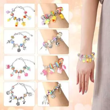 Eihatfif Charm Bracelet Making Kit,Unicorn/Mermaid Crafts Gifts Set for Girls Teens Age 4-12，Jewelry Making Supplies Beads