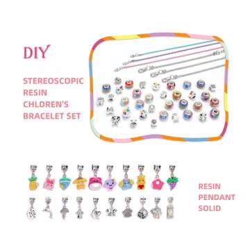 Eihatfif Charm Bracelet Making Kit,Unicorn/Mermaid Crafts Gifts Set for Girls Teens Age 4-12，Jewelry Making Supplies Beads