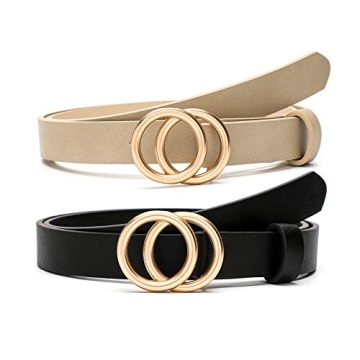 MORELESS 2 Pack Thin Belts for Women - Stylish & Versatile Skinny Waist Belts