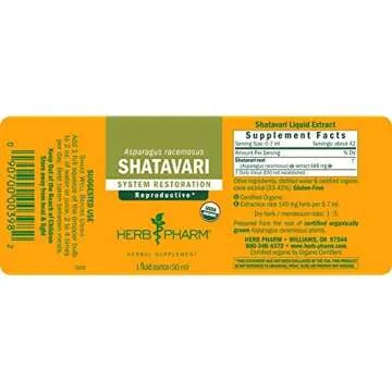 Herb Pharm Certified Organic Shatavari Liquid Extract for Female Reproductive System Support - 1 Oun...