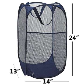 Foldable Mesh Popup Laundry Hamper,Laundry Basket Easy to Open and Fold for Dorm,Travel, College Dorms, and More (2 blue)