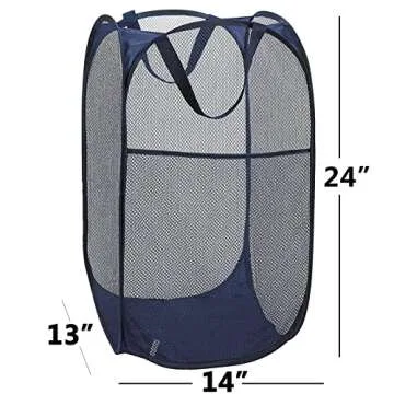 Foldable Mesh Popup Laundry Hamper,Laundry Basket Easy to Open and Fold for Dorm,Travel, College Dorms, and More (2 blue)