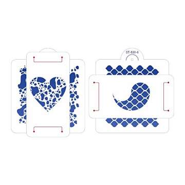 ART Kitchenware New 8pcs/set Wedding Cake Decorating Stencil Honeycomb Grain,Stone Grain Plastic Template Design Fondant Cake Cookies Stencil ST-830 Beige/Semi-Transparent