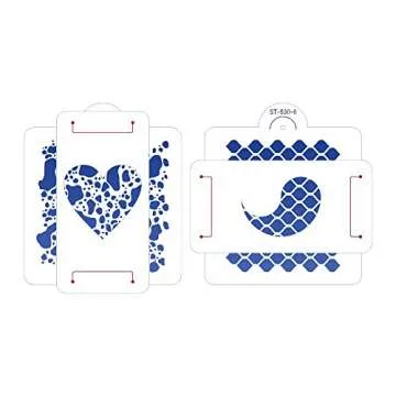 ART Kitchenware New 8pcs/set Wedding Cake Decorating Stencil Honeycomb Grain,Stone Grain Plastic Template Design Fondant Cake Cookies Stencil ST-830 Beige/Semi-Transparent