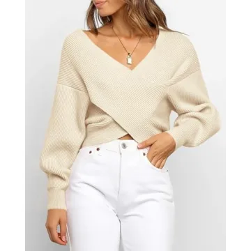 Women Casual Crossover V-Neck Sweater for Every Occasion
