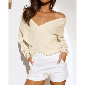 Women Casual Crossover V-Neck Sweater for Every Occasion