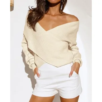 Women Casual Crossover V-Neck Sweater for Every Occasion