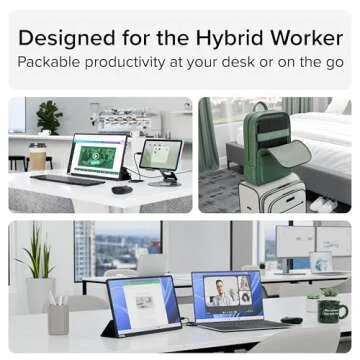 Plugable USB C Portable Monitor 15.6 Inch, 100W Pass-Through Charging for Your Laptop Smartphone Tablet, 3x USB-C 10Gbps Hub FHD 1920x1080 IPS Travel Display 1.85lbs, Protective Case/Stand, USBC-PDMON