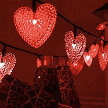 AMZSTAR Solar String Lights, Heart Shaped 30LED 20ft Christmas Curtain String Fairy Wedding Led Ligh...