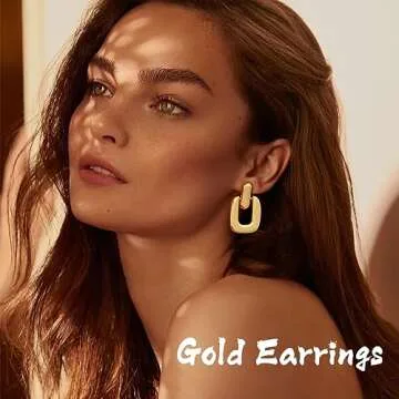 3 Pairs Gold Hoop Dangle Earrings for Women 14K Plated Chunky Statement Geometric Earrings Set Jewelry for Birthday Party Gift
