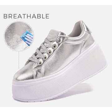 LUCKY STEP Women's Platform Fashion Sneakers Classic Wedge Canvas Casual Low Top Retro Walking Shoes...