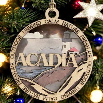 Handmade Acadia National Park Wood Christmas Ornament