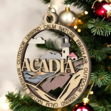 Handmade Acadia National Park Wood Christmas Ornament