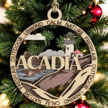 Handmade Acadia National Park Wood Christmas Ornament