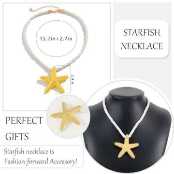 Dcfywl731 Starfish Necklace Shell Necklace Gold Seashell Charm Necklace for Women Trendy Boho Conch Beach Summer Necklace Summer Outfits for Women