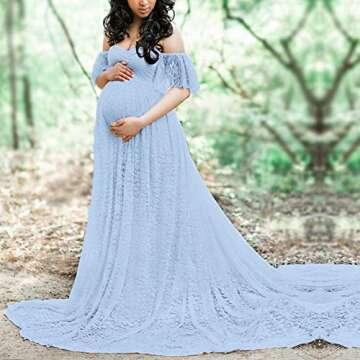 Floral Lace Maternity Photography Dress for Baby Showers