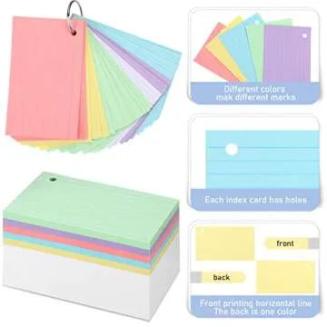Epakh 300 Index Cards - Durable and Colorful Flashcards