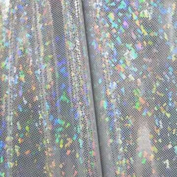 Silver Holographic Shattered Glass Skater Mini Skirt