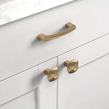 Asidrama 10 Pack 3 Inch(76mm) Champagne Bronze Kitchen Cabinet Handles, Brushed Brass Cabinet Pulls ...