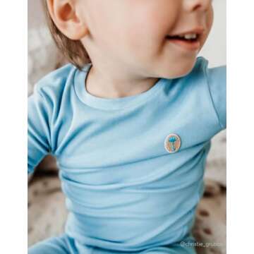 moimoln Solid Soft Cotton Modal Baby Toddler Boys Girls Snug fit Pjs Pajama Long Sleepwear Lightblue 5T