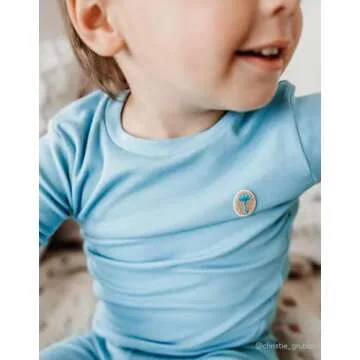 moimoln Solid Soft Cotton Modal Baby Toddler Boys Girls Snug fit Pjs Pajama Long Sleepwear Lightblue 5T