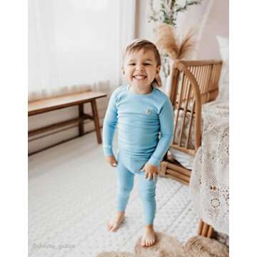 moimoln Solid Soft Cotton Modal Baby Toddler Boys Girls Snug fit Pjs Pajama Long Sleepwear Lightblue 5T