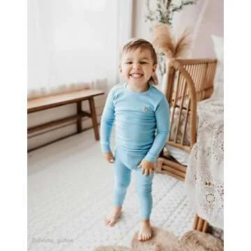 moimoln Solid Soft Cotton Modal Baby Toddler Boys Girls Snug fit Pjs Pajama Long Sleepwear Lightblue 5T