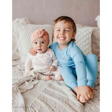 moimoln Solid Soft Cotton Modal Baby Toddler Boys Girls Snug fit Pjs Pajama Long Sleepwear Lightblue 5T