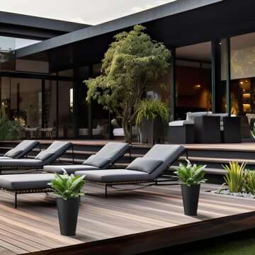 Kante Tall Round Planter Set of 2, 13 Inch Tall Decorative Planter Pots for Outdoor Indoor Garden Patio Front Porch (Black)