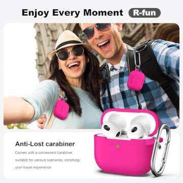 R-fun Compatible with AirPods 3 Case Cover, Silicone Protective Accessories Skin with Keychain Compa...