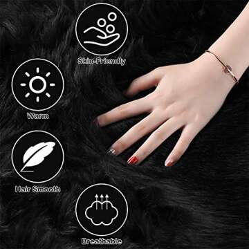 JOYFEEL Shaggy Faux Fur Area Rug for Bedroom Decor