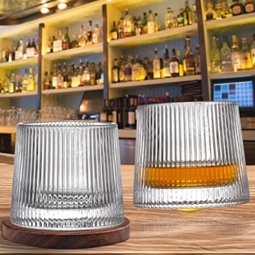 Creative Rotating Whiskey Glass Set of 2, Unique Gift for Spirits Lovers
