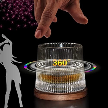 Creative Rotating Whiskey Glass Set of 2, Unique Gift for Spirits Lovers