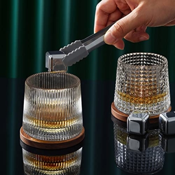 Creative Rotating Whiskey Glass Set of 2, Unique Gift for Spirits Lovers