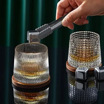 Creative Rotating Whiskey Glass Set of 2, Unique Gift for Spirits Lovers