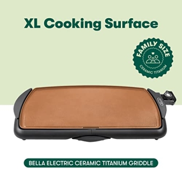 BELLA Electric Ceramic Griddle for 10 Eggs | Non-Stick Surface