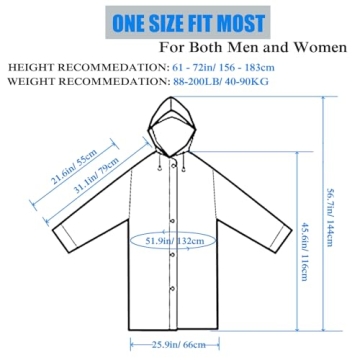 HLKZONE Raincoat, [2 Pack] Reusable Rain Ponchos Portable EVA Rain Coats Packable Rain Jackets with Hood and Drawstring