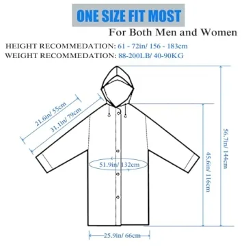 HLKZONE Raincoat, [2 Pack] Reusable Rain Ponchos Portable EVA Rain Coats Packable Rain Jackets with Hood and Drawstring