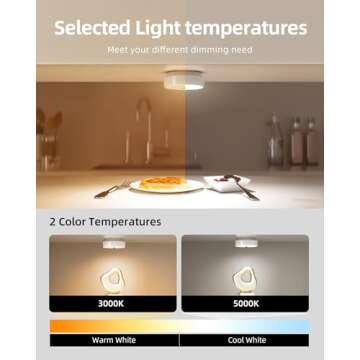 EZVALO Puck Lights with Remote 6Pack, Rechargeable 1200mAh Motion Sensor Under Cabinet Lights, 2 Color Temps LED Closet Lights Group Control, Dimmable Under Counter Lights for Kitchen, Bedroom