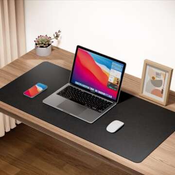 ‎Boutilon Leather Desk Pad 24"x 14" Non-Slip Mouse Pad,Office Desk Mat,Waterprooft PU Leather Desk...