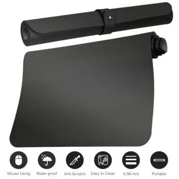 ‎Boutilon Leather Desk Pad 24"x 14" Non-Slip Mouse Pad,Office Desk Mat,Waterprooft PU Leather Desk Blotter,Desk Pad Protector,Desk Writing Pad for Home Office Decor (S-Black)