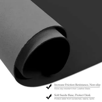 ‎Boutilon Leather Desk Pad 24"x 14" Non-Slip Mouse Pad,Office Desk Mat,Waterprooft PU Leather Desk Blotter,Desk Pad Protector,Desk Writing Pad for Home Office Decor (S-Black)