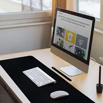 ‎Boutilon Leather Desk Pad 24"x 14" Non-Slip Mouse Pad,Office Desk Mat,Waterprooft PU Leather Desk Blotter,Desk Pad Protector,Desk Writing Pad for Home Office Decor (S-Black)