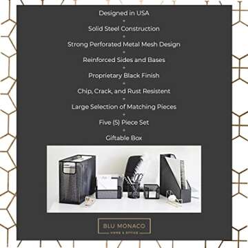 BLU MONACO 5-Piece Black Desk Organizer Set for Office