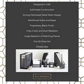 BLU MONACO 5-Piece Black Desk Organizer Set for Office