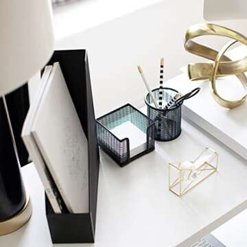 BLU MONACO 5-Piece Black Desk Organizer Set for Office