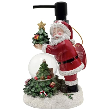 Indecor Home Lotion Pump Decorative Dispenser with Santa Globe Design, Refillable Dispenser, Winter ...