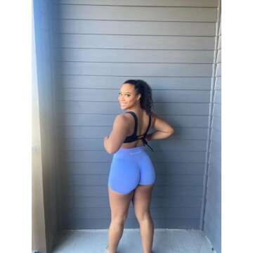 Sunzel Workout Biker Shorts Women Scrunch Butt Lifting Seamless Shorts High Waist Stretch Booty Short for Gym Yoga Running, 5 inches Lilac